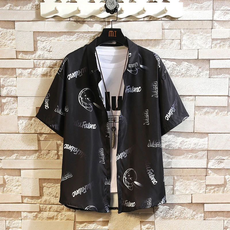 

Summer Trend Short Sleeve Shirt Men Fashion Printed Pattern Shirt Jacket Light Cool Hawaii Beach Shirt