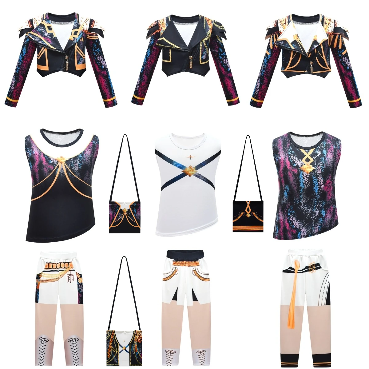 

Anime Cartoon Super Star Funny Printed Vest Jacket Pants Clothes Set for Girls Kids Halloween Christmas Cosplay Costumes Outfit