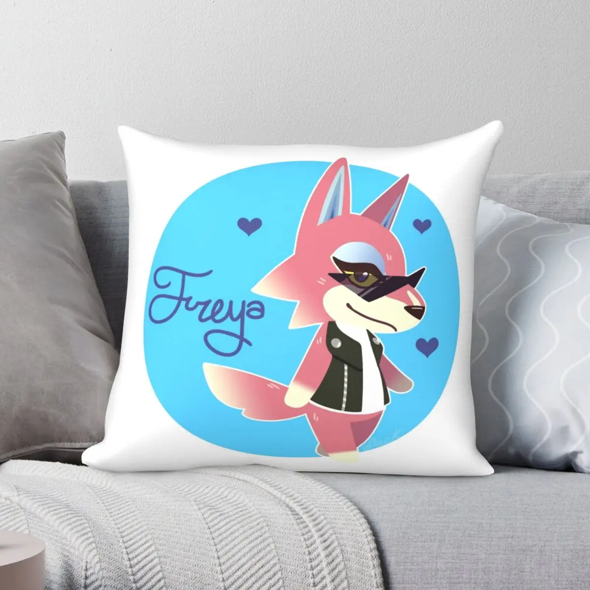 Freya The Wolf Square Pillowcase Polyester Linen Velvet Printed Zip Decor Pillow Case Bed Cushion Case