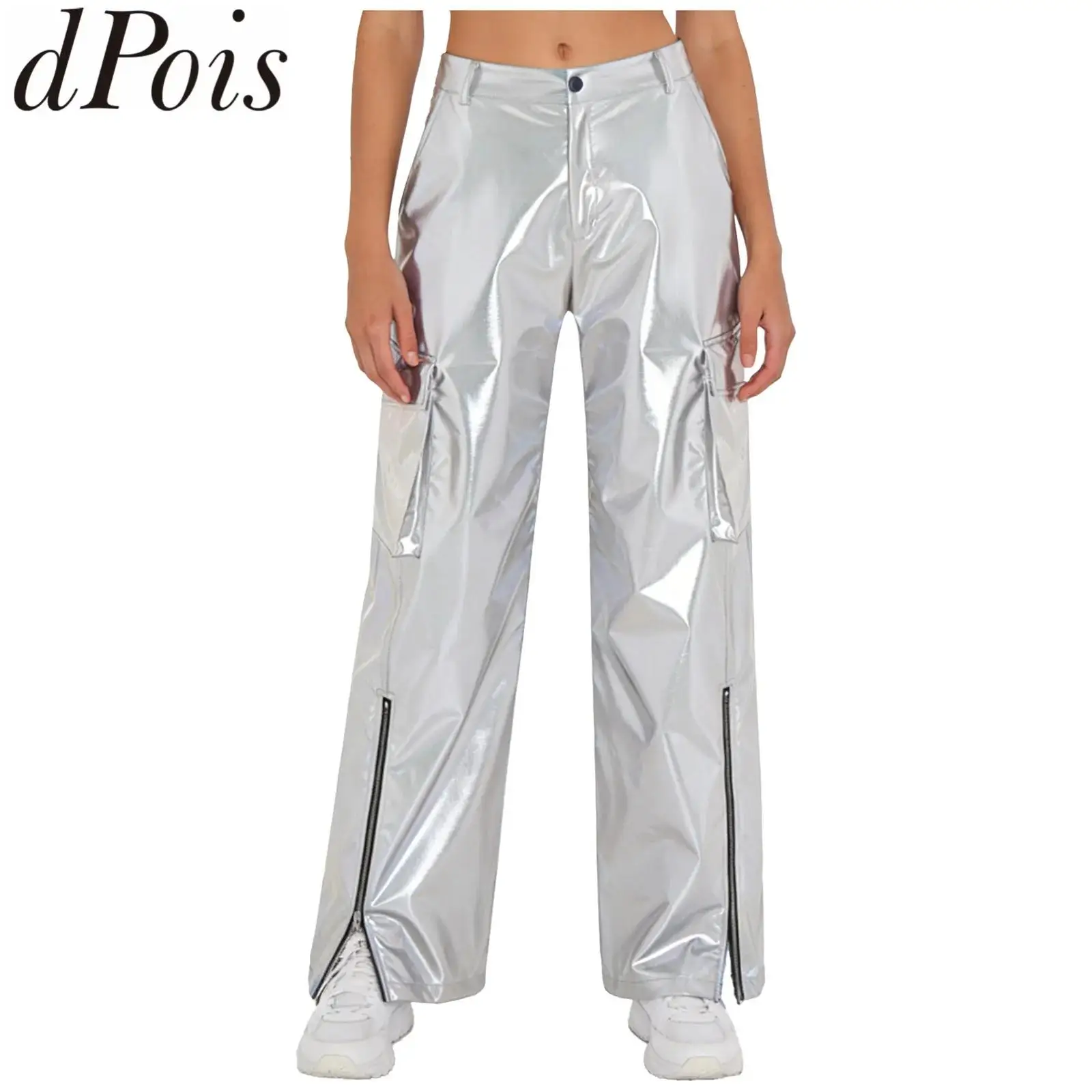 pantalon-cargo-pour-femmes-metallise-brillant-style-disco-jazz-taille-haute-multi-poches-coupe-droite-jambes-larges-vetements-de-danse-de-rue-modernes