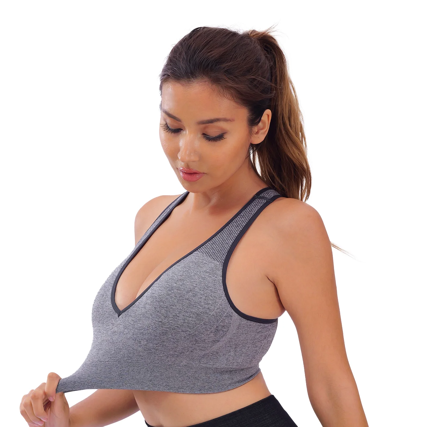 Wholesale Seamless Nylon Padded Cup Wire Free Women Top Running Fitness Wireless Lady Sports Bra