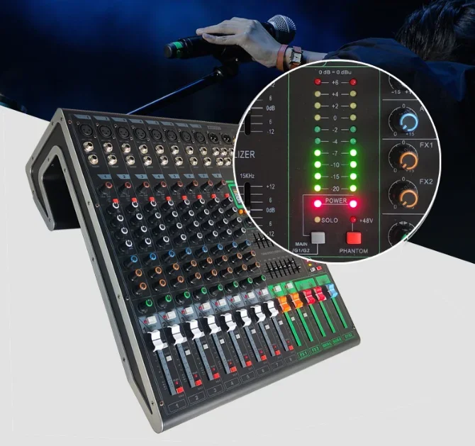 GBUB PMA802FX  8 Channel Dual Grouping Professional Audio mixer Console with dual 99 DSP 48V Phantom/MP3/USB//BT