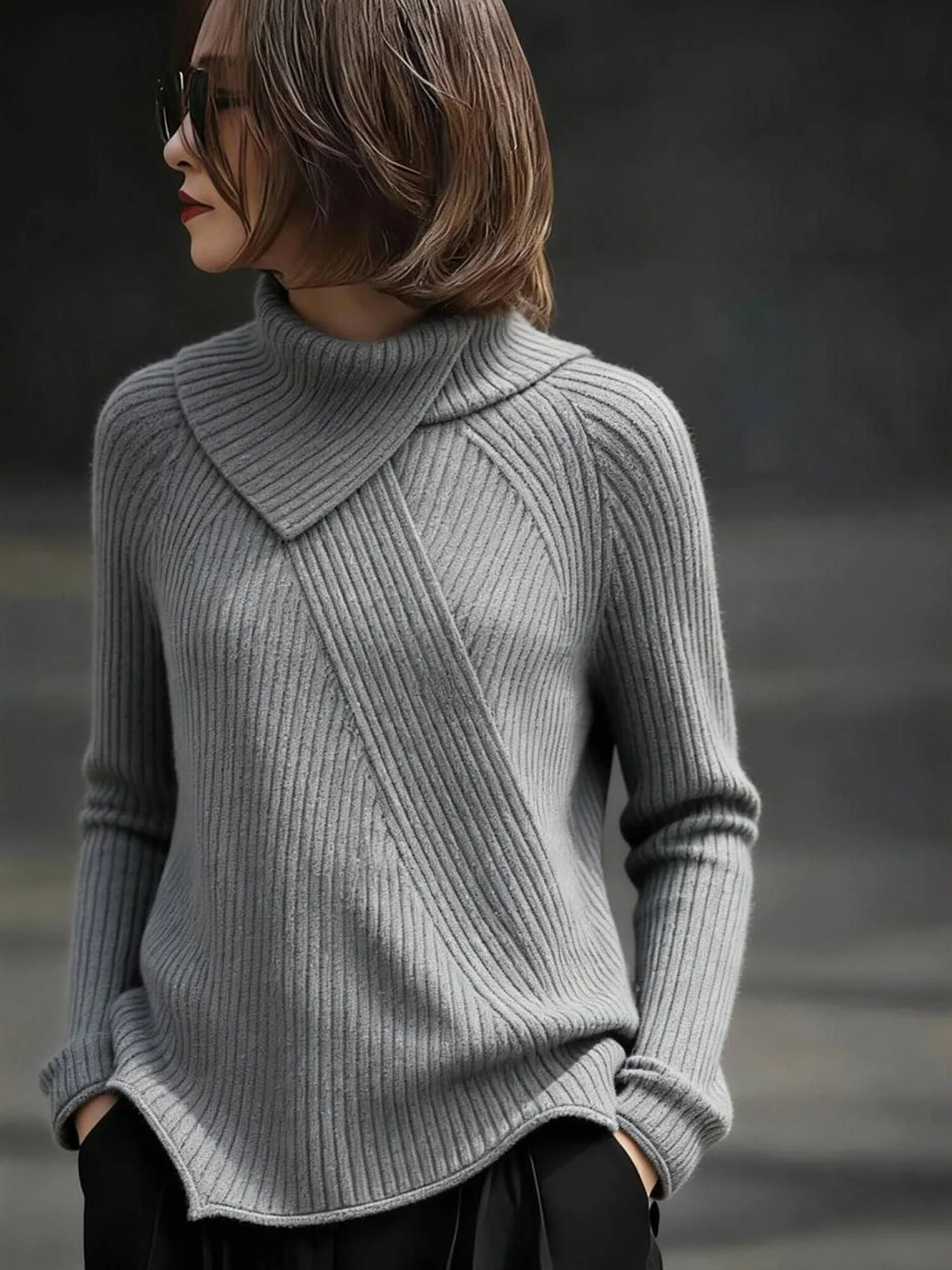 

Unique Soft Camere Long Sve Women's Knitted Sweater Warm Pure Color Korean Sle Winter Faion Commute Sle Loose Fit