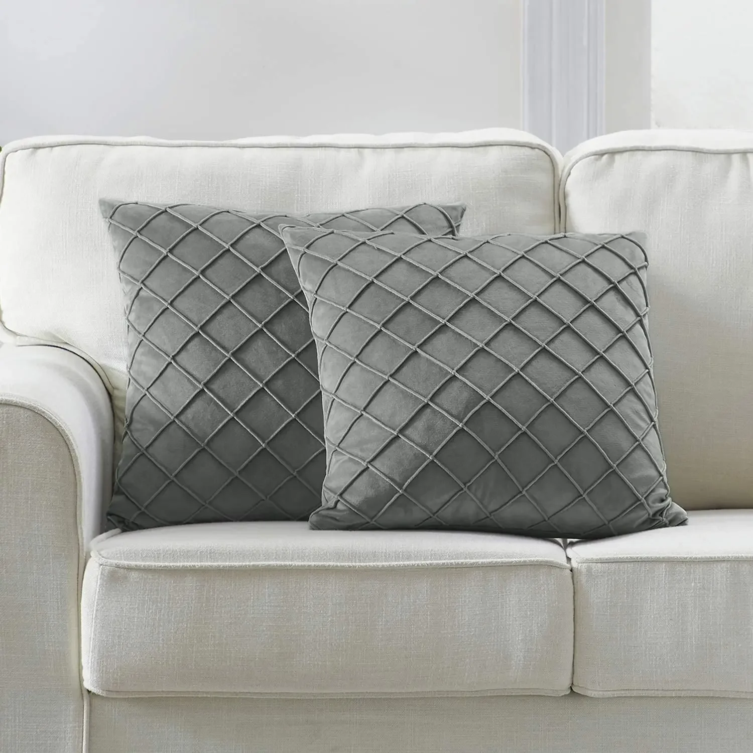 

Gray Velvet Cushion Covers Plaid Pillowcases 45x45cm Nordic Home Decor Pillows Cover for Sofa Cushions