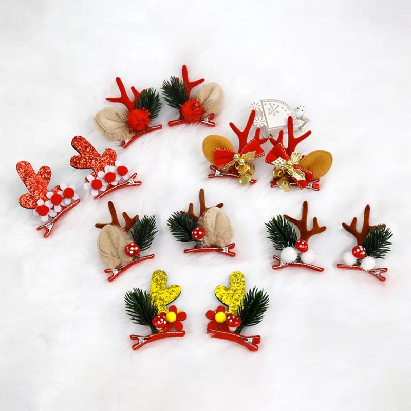 Christmas Deer Ear Hair Clip Xmas Antler Hairware Women Children's Cute Hairgrips Party Decoration New Year Hair Accessories