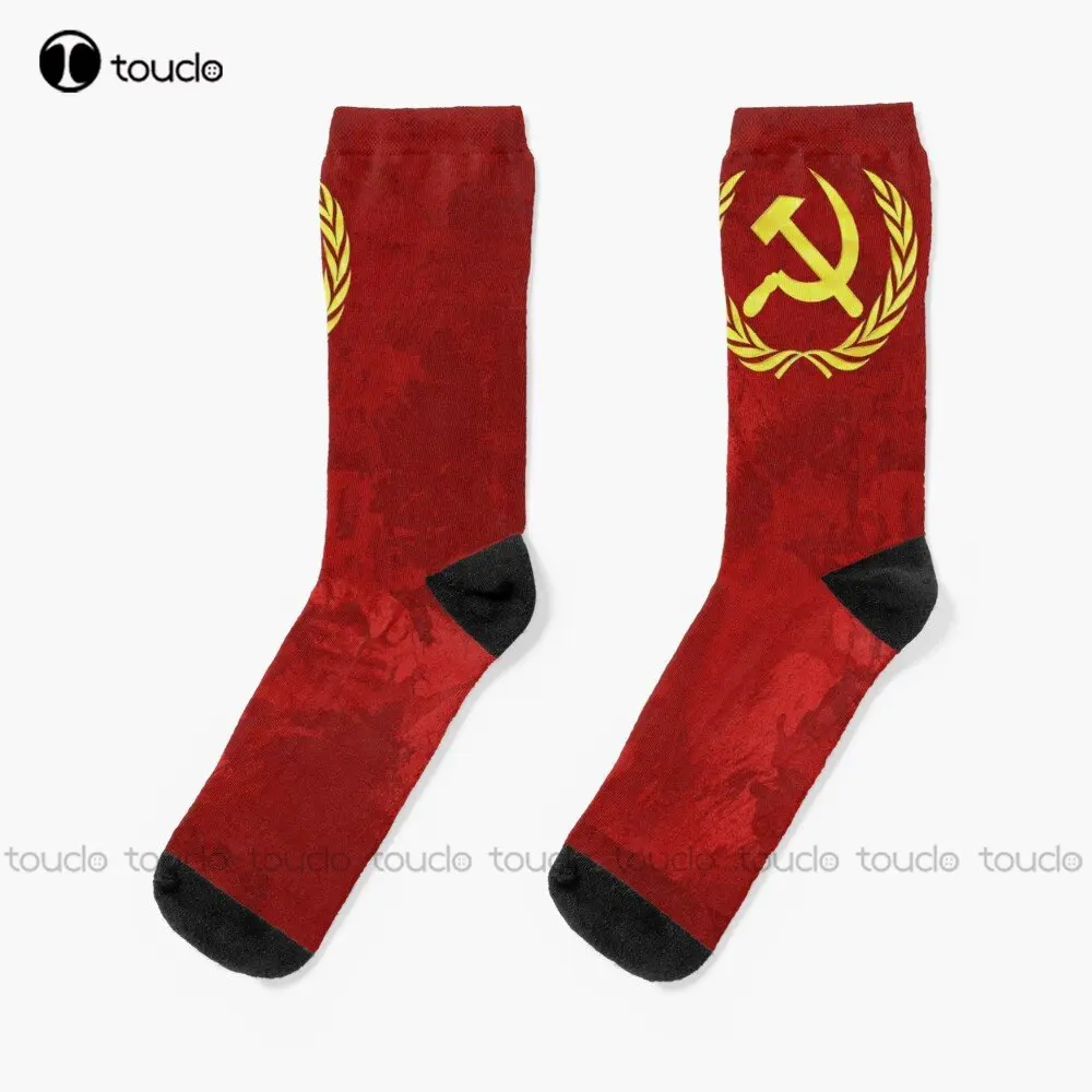 

Hammer And Sickle Communist Communism Socialist Socialism Lenin Moscow Kgb Socks Bulk Socks Christmas Gift Colorful Cartoon