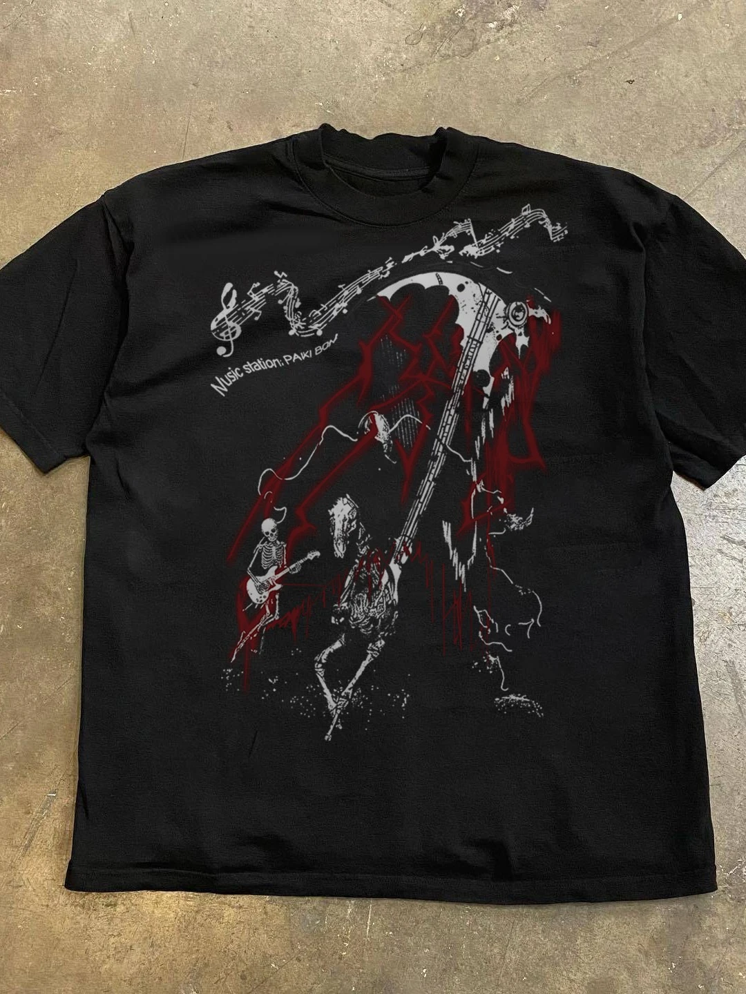 Making money to buy a sports car. Small-scale dark punk style short-sleeved T-shirt. Subculture. American style.