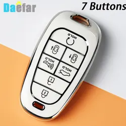 TPU Car Key Cover for Hyundai Santa Fe Tucson 2022 NEXO NX4 Atos Solaris Prime 2021 7 Buttons Auto Shell Fob Case Keychain