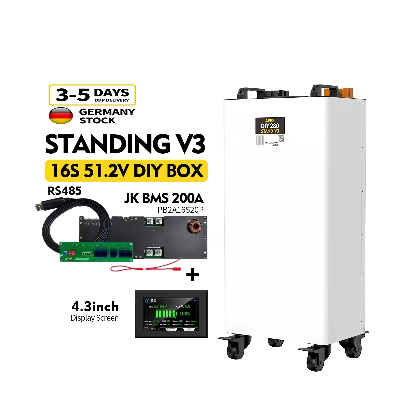 

16kWh Energy Storage Apexium L3 Grade a EVE MB31 Sunwoda 314Ah 51.2V Pre-assembled Lifepo4 Battery Pack for Solar System