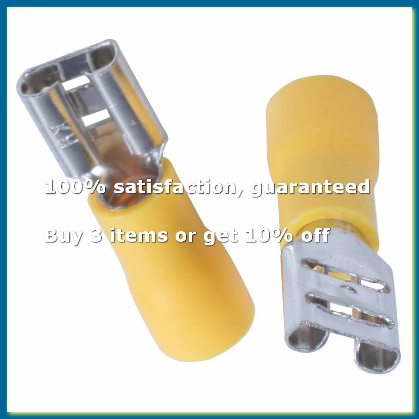 4pack X((100Pcs 24A Insulated 12-10AWG Female Spade Terminal Crimp Wire Connectors Yellow)