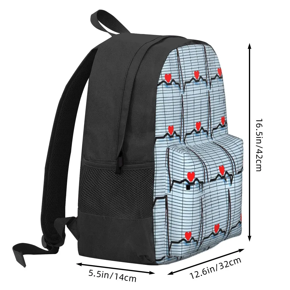 EKG Cardiac Rhythm Strips Backpack Daypack Large Capacity Kids BookBag School Bag Shoulder Bags for Men Women