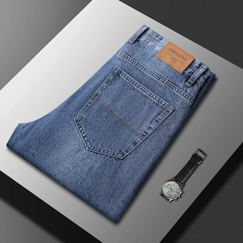 Jean Droit en Denim pour Homme, Vêtement de Marque, Grande Taille, Haute Qualité, en Coton, à la Mode, Automne Hiver 2024, FJ42