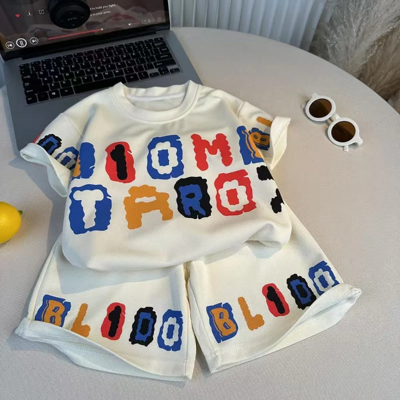 

Children's Clothes Summer Thin Loose Casual Kids Tracksuit Popular Design Baby Boy Short Sleeve Suit T-shirt Shorts 2Pcs