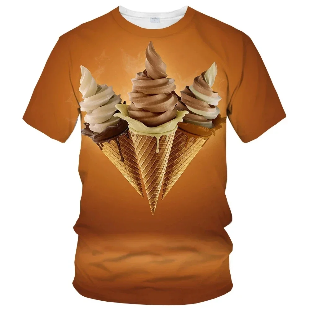 Summer Kids Favorite Ice Cream 3D Printed T-shirt Summer Oversized Boys Girls Casual T-shirt Street O Collar Children's Clothing