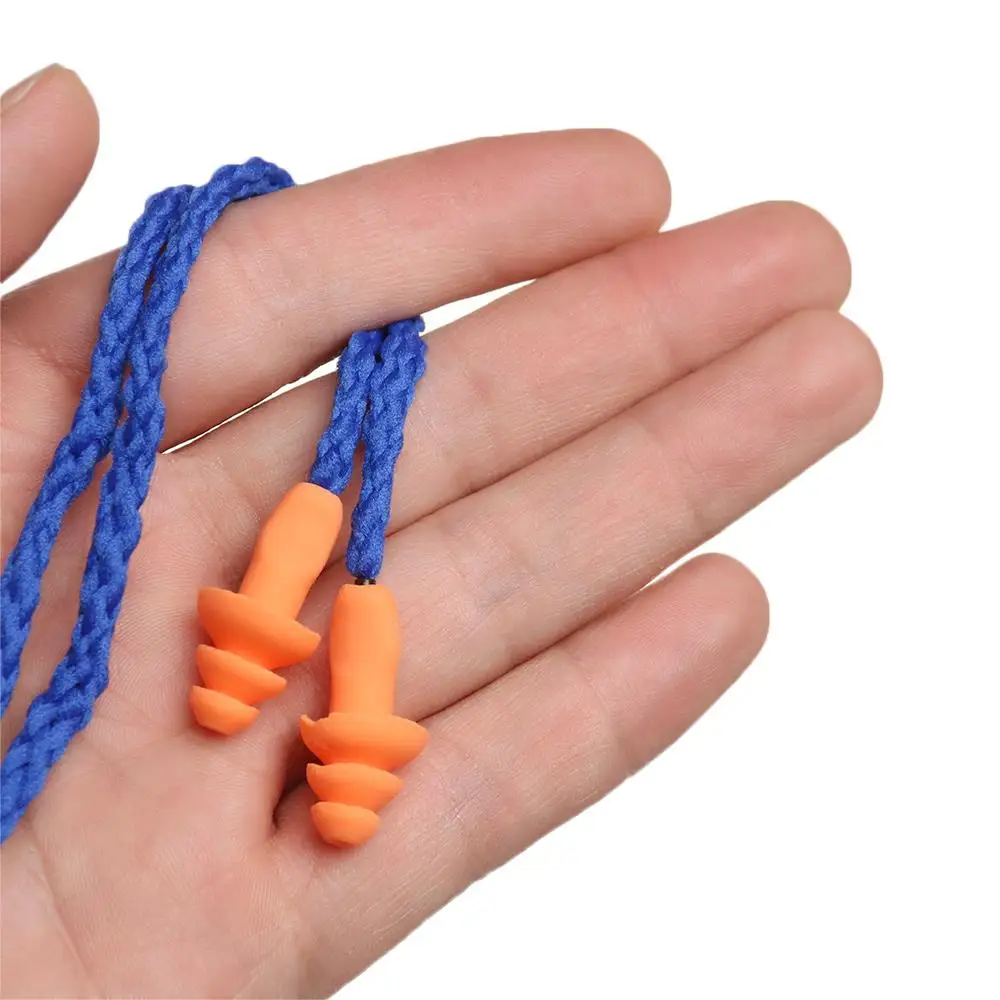 10PCS Swimming Protect Hearing Reusable Anti-Noise With Corded Earplugs Soft Silicone Earmuff