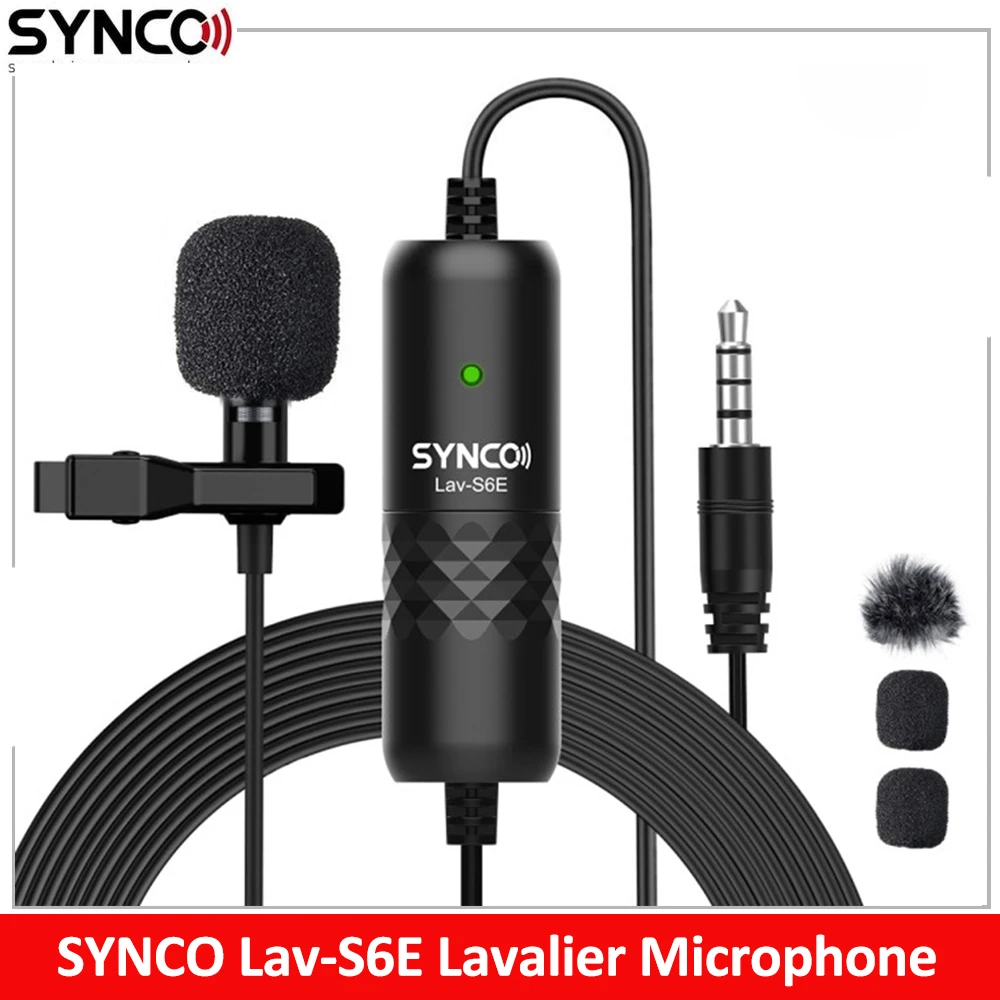 

Профессиональный петличный микрофон SYNCO Lav-S6E, всенаправленный конденсаторный микрофон с креплением, с автоподключением, длиной 6 м/19,7 дюйма