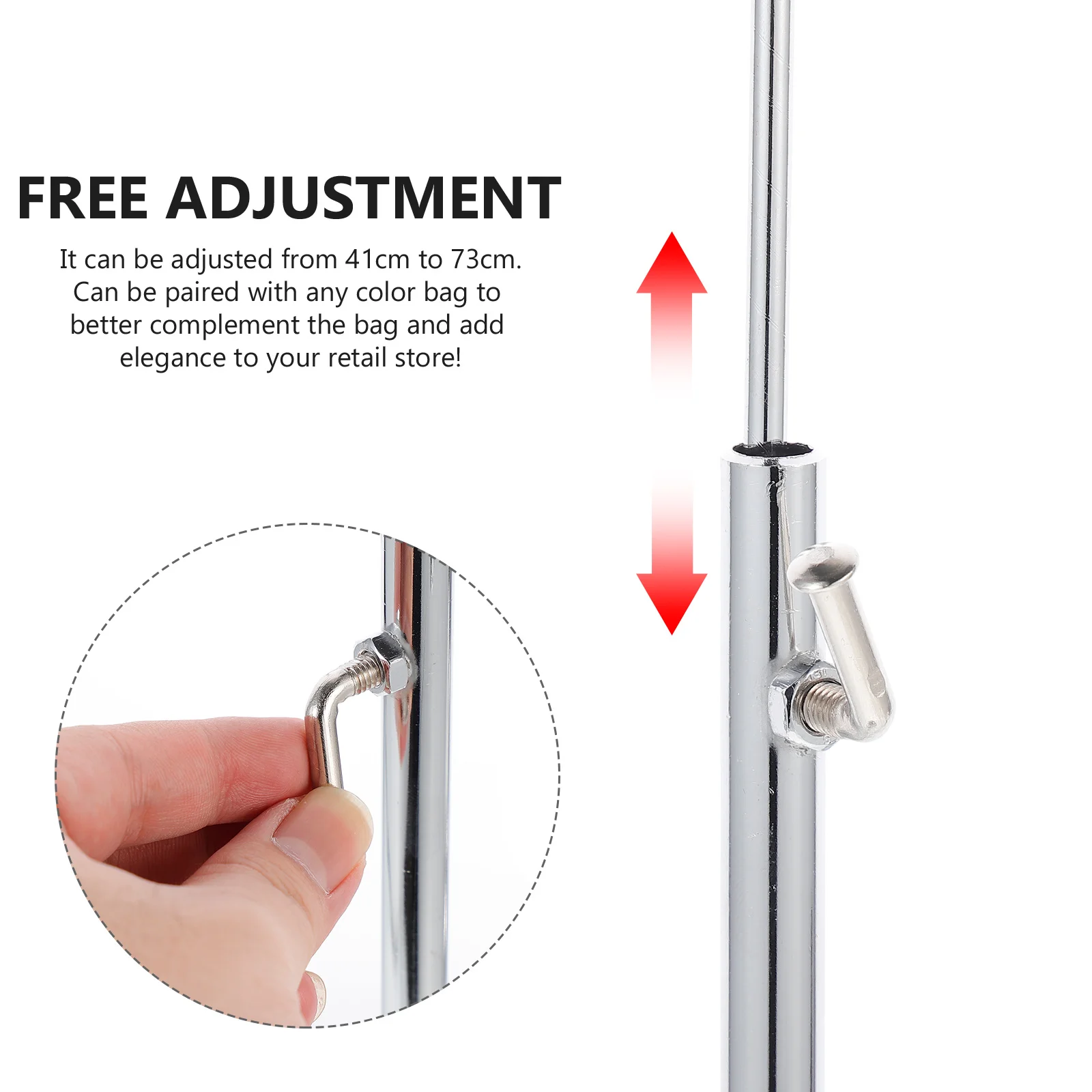 Stainless Steel Bag Rack Adjustable Height Tabletop Handbag Stand Hanging Dual Hook Storage Rack For Retail Store Handbag