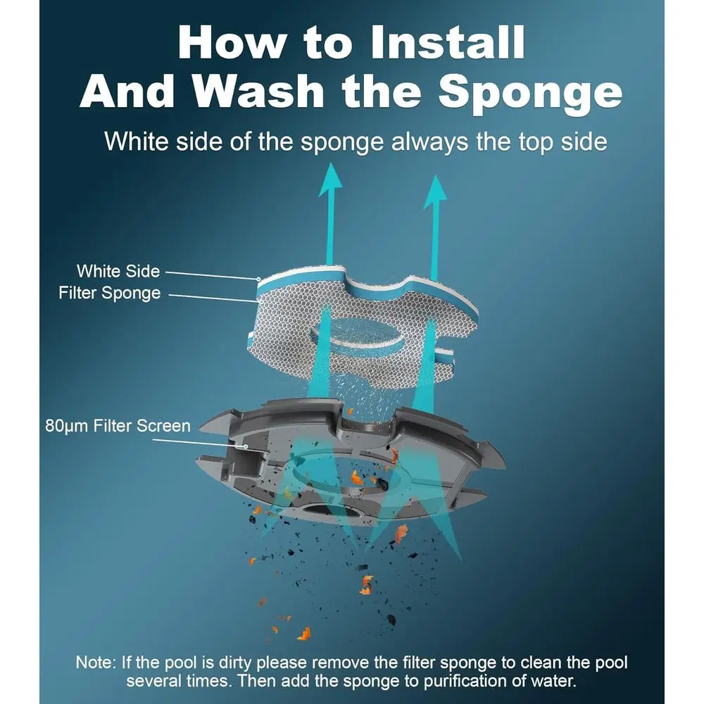 Pool Vacuum Cleaner for Above Ground/Inground Pools - 7500mAh Battery, Lightweight, 140mins Runtime, Powerful Suction