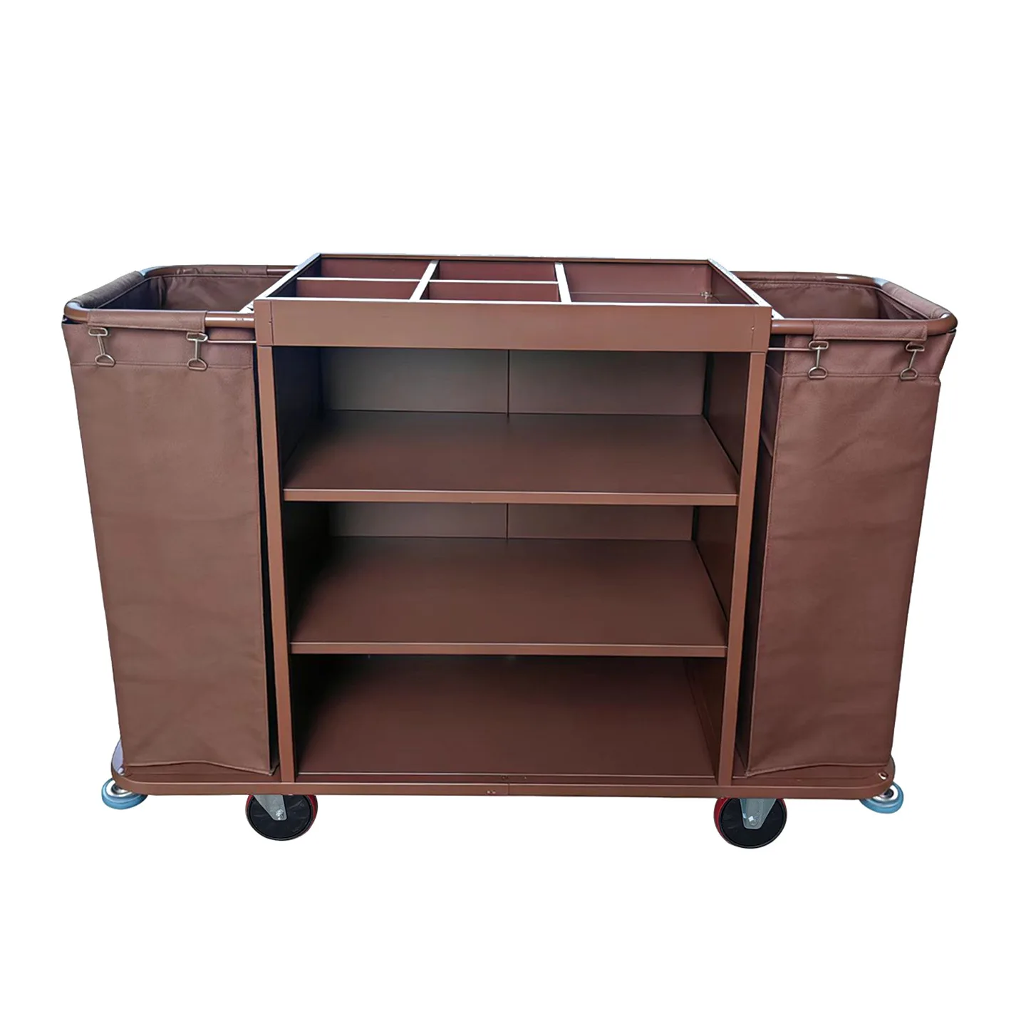 Hotel Housekeeping Cart, Double Sided Floor Cleaning Trolley, Room Service, Laundry Collection, Portable Hotel Cleaning Cart