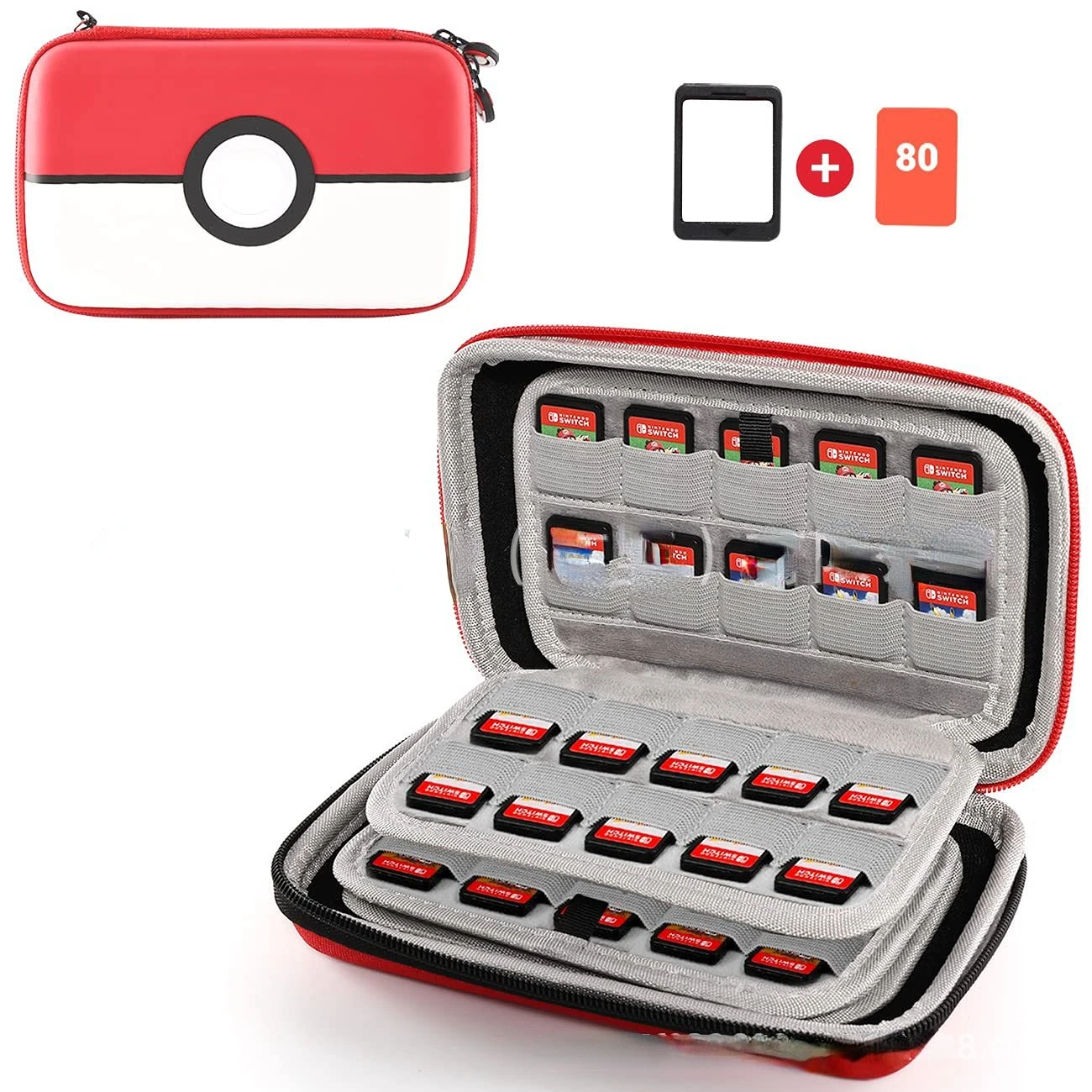 Applicable To Switch/switch Oled Sd Game Card Bag, Sprite Ball, 120 Grid Card Slot, Portable Eva Storage