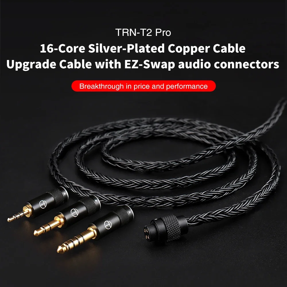 Auriculares TRN T2 Pro16 Core, Cable de actualización HIFI Chapado en plata 2,5/3,5/4,4/Tipo C/iluminación/QDC//MMCX/0,75/0,78 MT4 TA4 MT1MAX