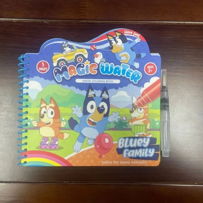 Libro de Dibujo Mágico con Agua Bluey, Tablero de Dibujo Reutilizable, Juguete Educativo Temprano, Libro para Colorear con Agua