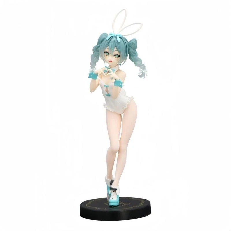 Figurka Hatsune Miku Króliczek Biały Jedwab Piękność Model Ornament Anime 2D Ręcznie Robiona Zabawka Prezent Festiwalowy Dla Fanów