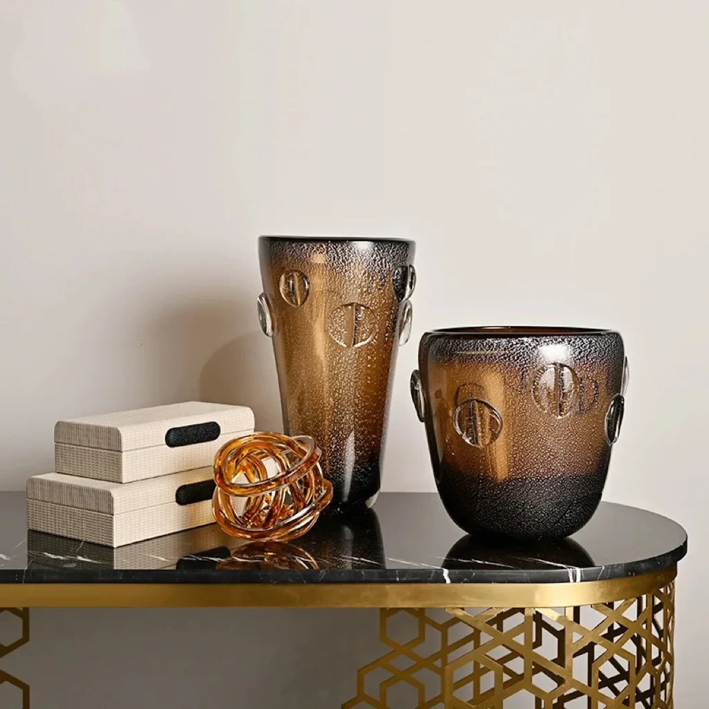 O15- modern lig luxury large glass vase - premium floral arrangement decor for model homes, hotels, entryways, and living rooms