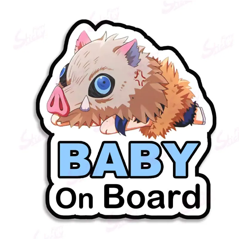 Super Cute Demon Slayer Baby Nezuko on Board Reflective Bumper Sticker Kid Safety Slow Down Sign Sticker Decals for Cars