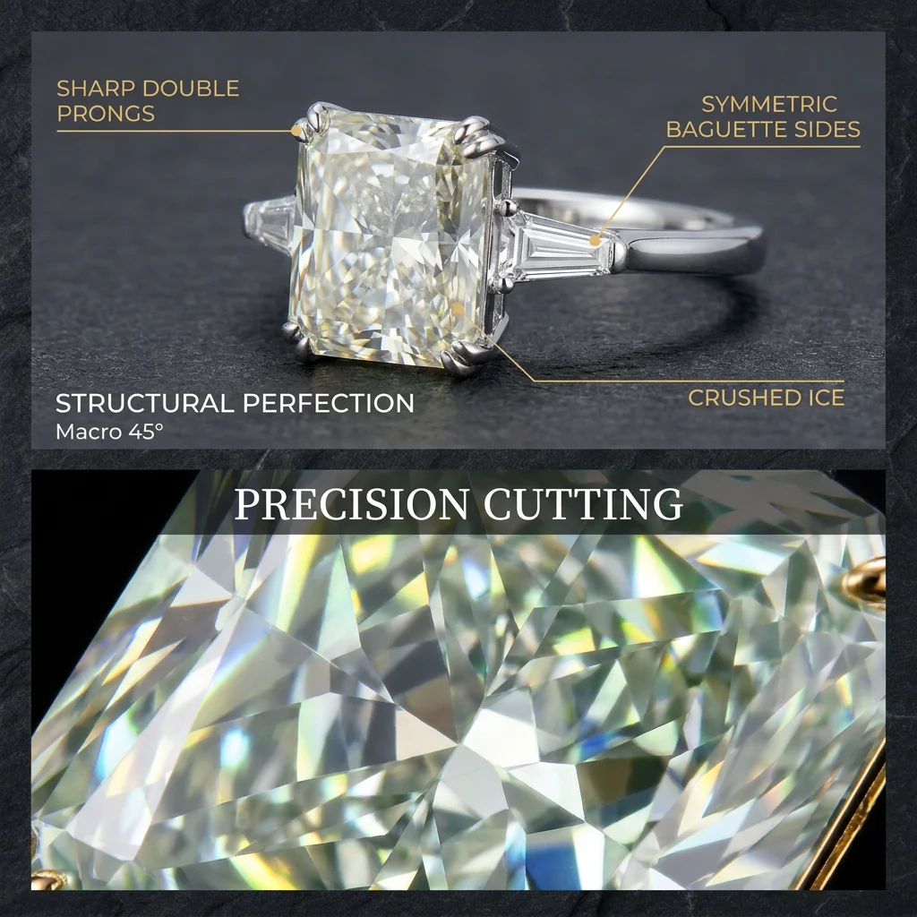 Bocarman Ehering S925 Silber Rechteckiger Mintgrüner Eisschliff Zirkon Elegantes Jubiläumsgeschenk für Sie – Detail 2