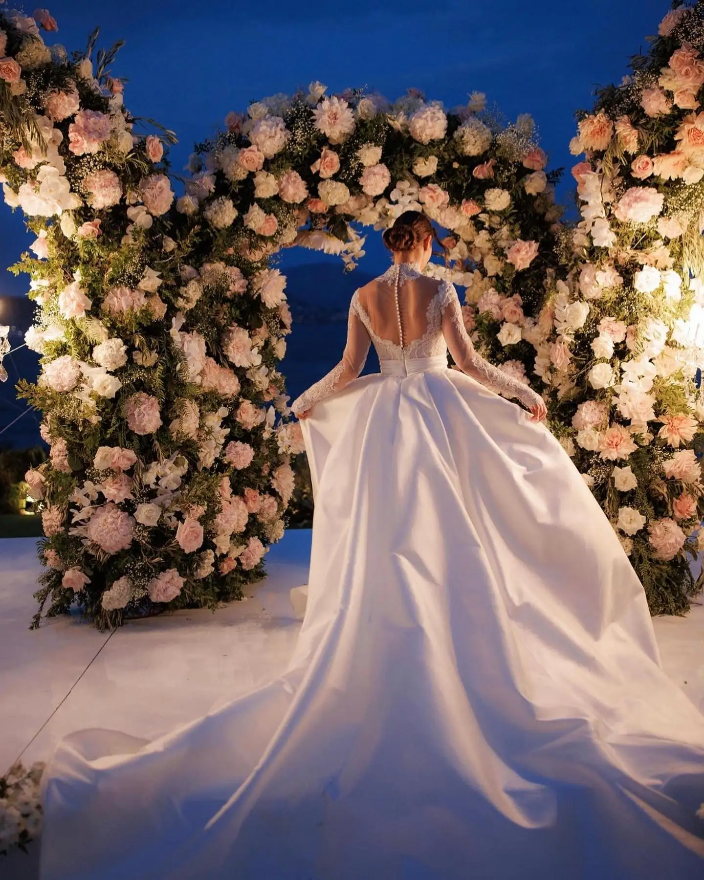 Vestido De Noiva De Cetim De Manga Longa, Vestido De Baile, Vestido De Emagrecimento Elegante, Boda Civil Noivas