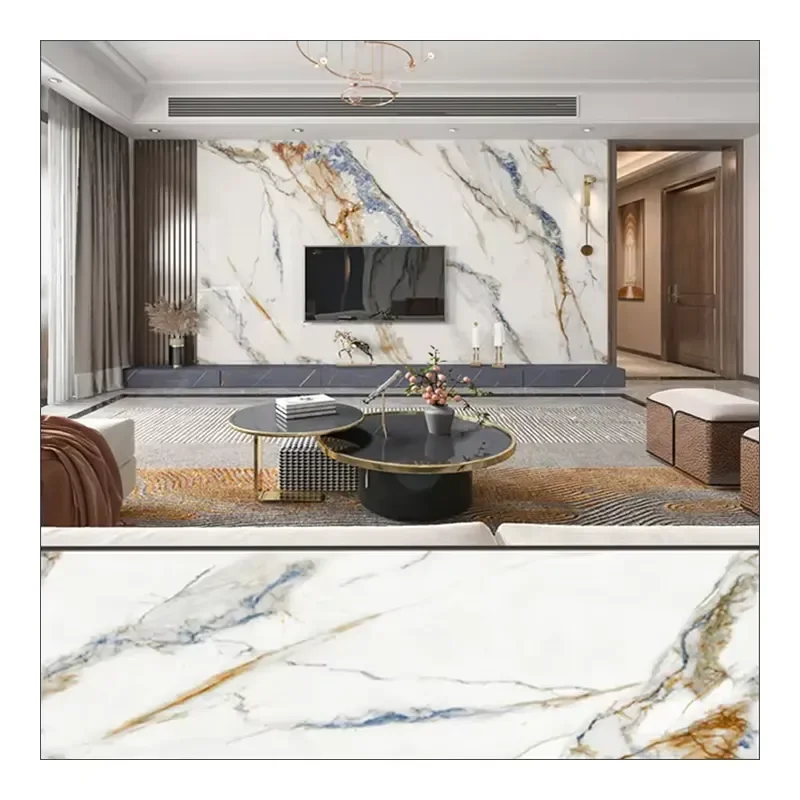 High Glossy Stone Plastic Composite SPC Marble Wall Panel Board Flexible PVC Materials UV Marble Sheet 7.10