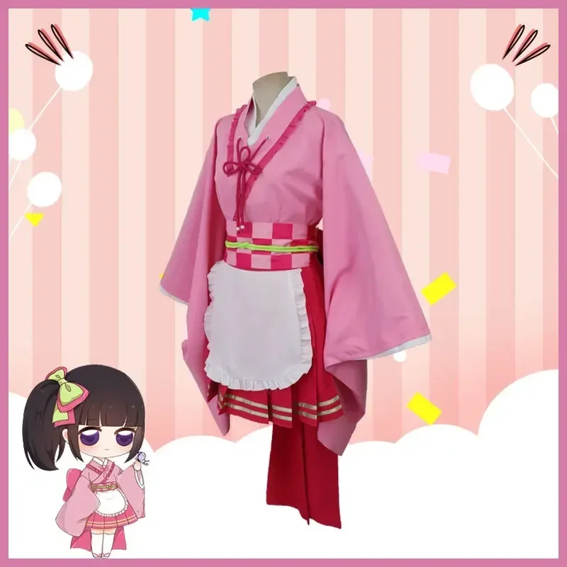 

Role-playing Uniform For Kimetsu No Yaiba Tsuyuri Kanawo Maid Outfit Apron Dress Kimono Women Uniforms Wigs Cosplay Costume