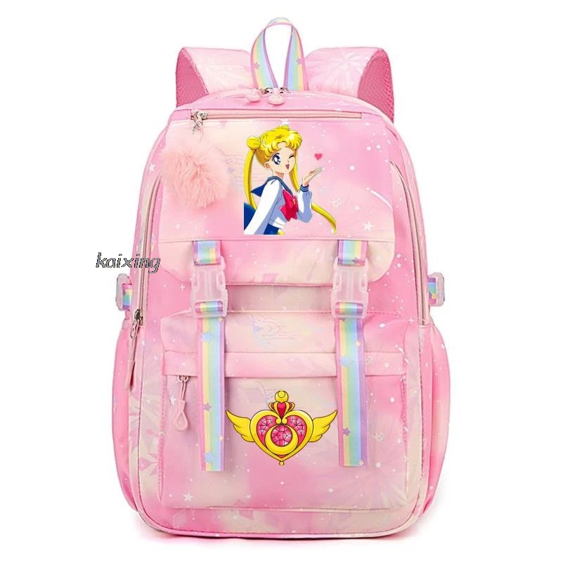 Mochila Sailor Moons para niñas, niños, estudiantes, adolescentes, niños, mochilas escolares informales, lindas, regalo de cumpleaños