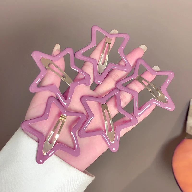 AWAYTR 5 Stück ausgehöhlte Stern-Haarspangen, Stern-Druckknopf-Haarnadeln, süße Kopfbedeckung, Haarspangen, Haar-Accessoires für Mädchen, Dropship