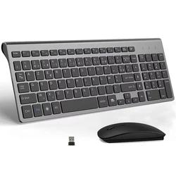 French AZERTY Layout Wireless Keyboard Mouse 2.4G Ultra-Thin Energy Saving Keyboard Silent Ergonomic Keyboard for PC Computer