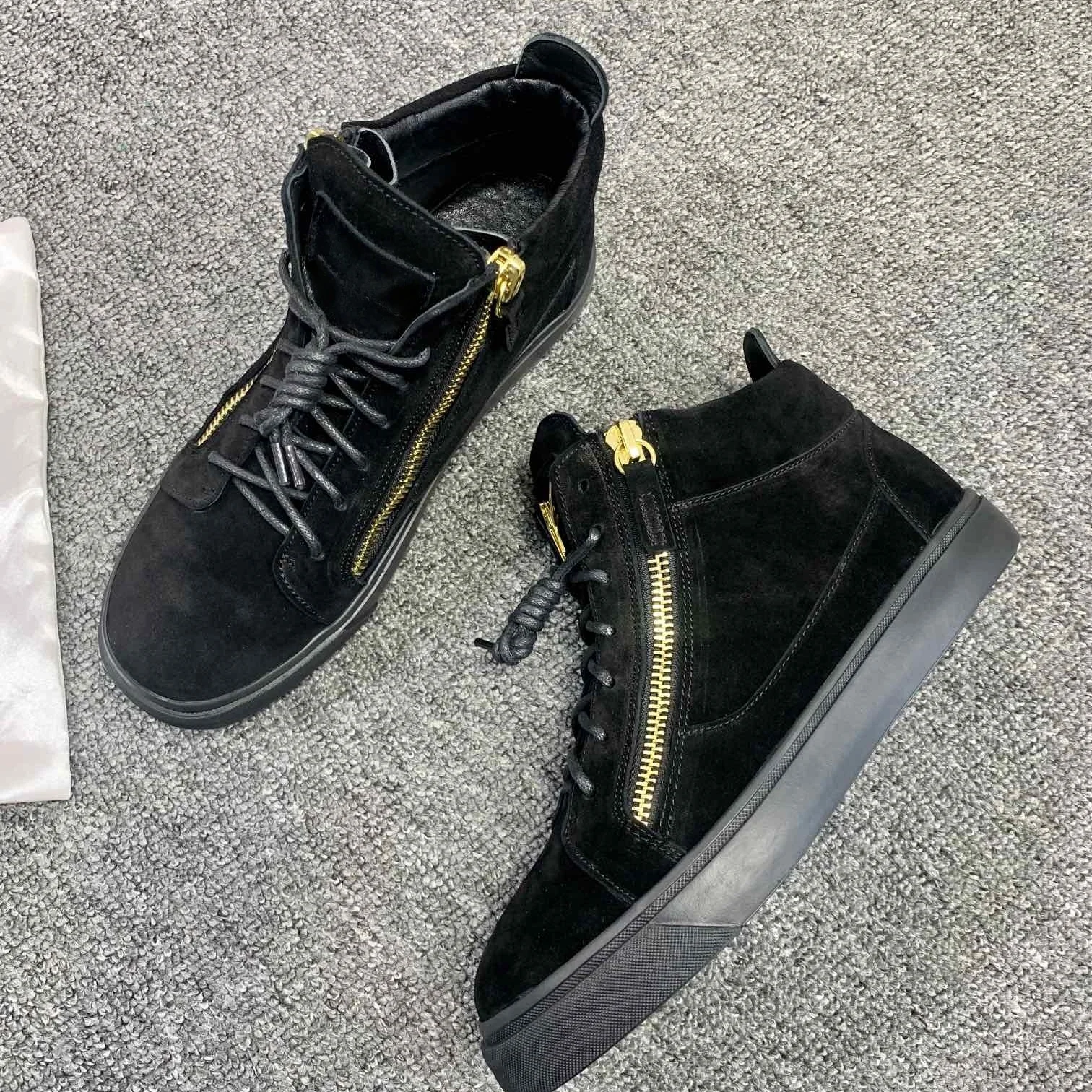 

Top Hight Quality Casual Sneakers For Men and Women Real Leather Brand Designer Unisex Tennis Shoes GZ Zipper Loafer Shoes G283