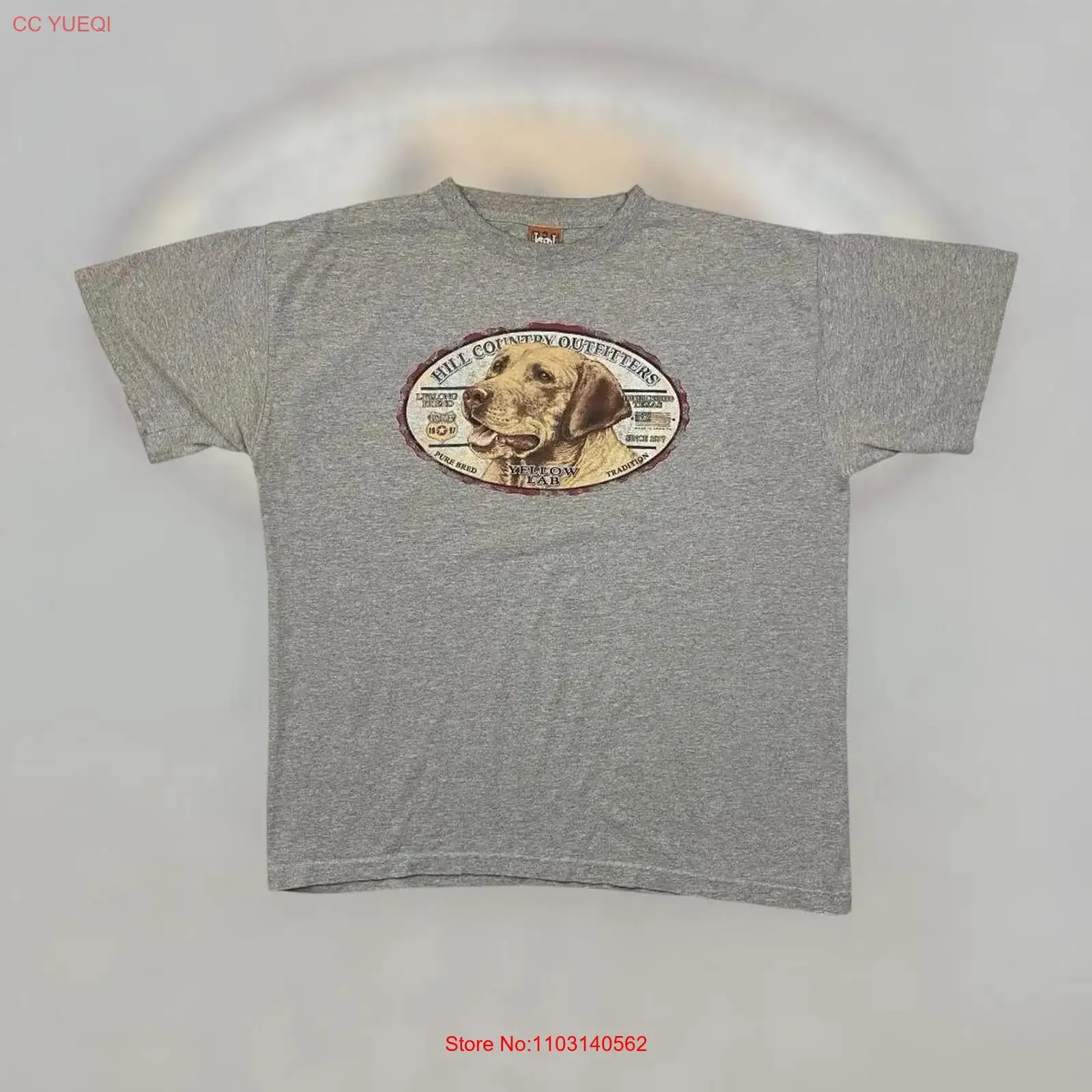 

VTG 90s 00s UAS Hill Country Outfitters Golden Lab Dog Футболка для взрослых L Grey Fade винтажная стираная повседневная унисекс homme Дышащая