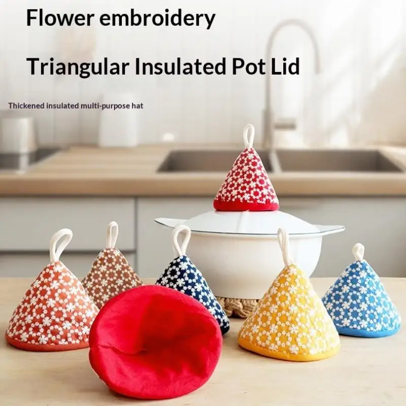 Mini Triangular Pot Handle Cloth Cover Heat Resistant Non‑Slip Microwave Oven Glove Kitchen Accessory