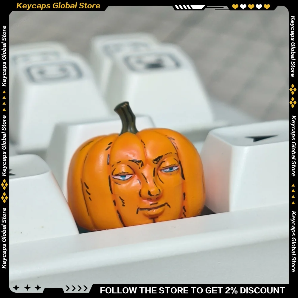 Halloween Series Pumpkin Keycaps Resin Cute Personalized Creative Abstract Artisan Keycap Orange Desktop Decompression Toys