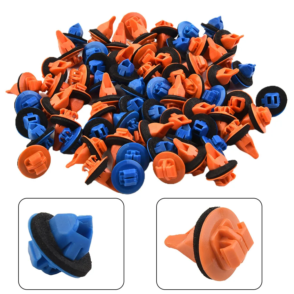 

100pcs Fender Flare Retainer Clips For Toyota For Tacoma Nylon Plastic Bule & Orange Clips 75495-35010 75397-35010