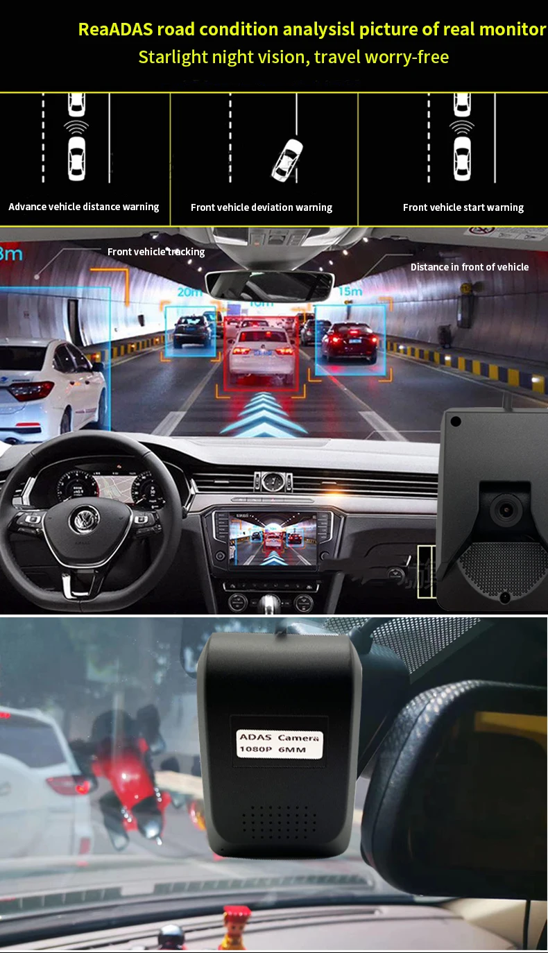 HD 1080P ADAS On-Board Dash Camera – 12V Road Warning & Lane Departure Safety System for Taxis, Trucks & Commercial Fleets image