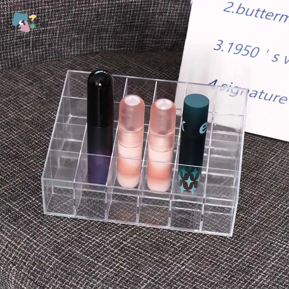 

Transparent 24-grid Makeup Storage Box Simple Large Capacity Transparent Lipstick Holder Jewelry Rack Multifunction
