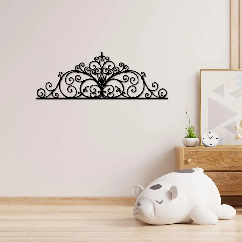 CIFBUY Metal Wall Art Elegant Iron Scroll Floral Sculpture Laser Cut Hanging Decor For Bedroom Porch Home Ornament Sign