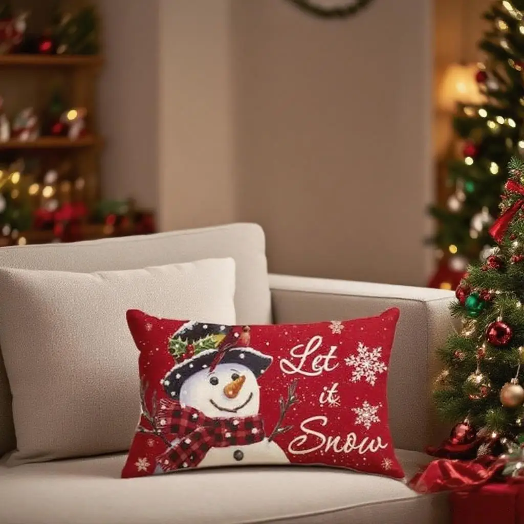 

30x50cm Christmas Pillowcase Xmas Tree Pillow Cover Linen Throw Pillow Case Snowmen Letter Decorative Cushion Cover For Sofa