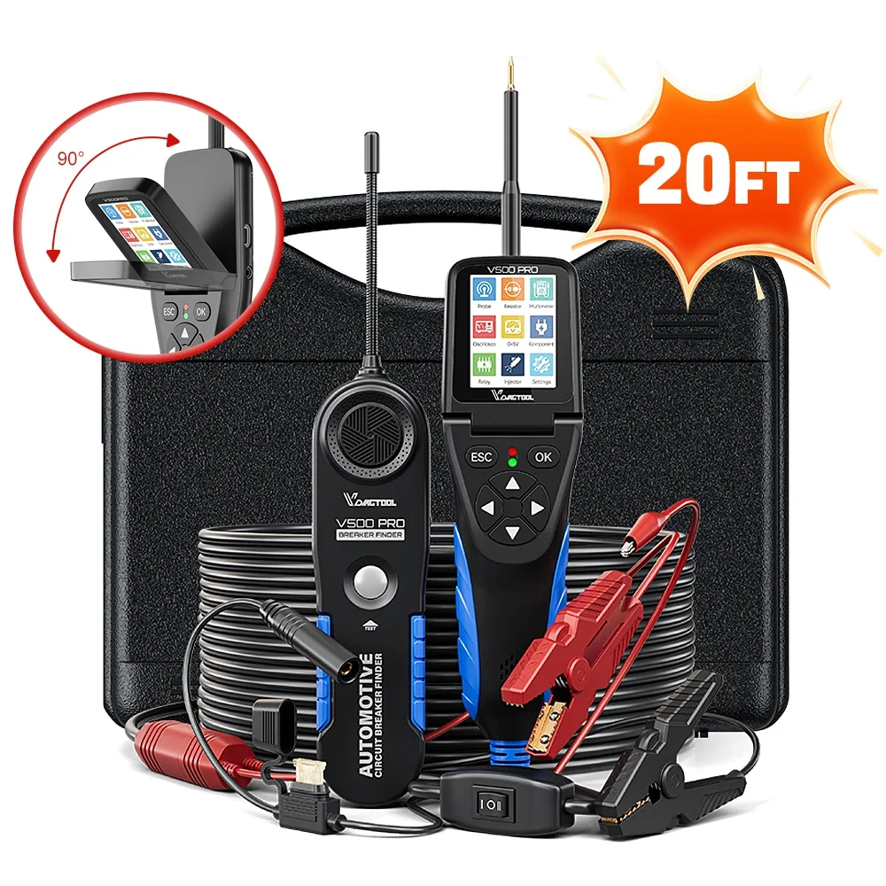 VDIAGTOOL V500 Pro Testeur de circuit automobile, détecteur de disjoncteurs, outils de détection de circuit ouvert et de court-circuit V500Pro, testeur de sonde de circuit électrique 12V/24V
