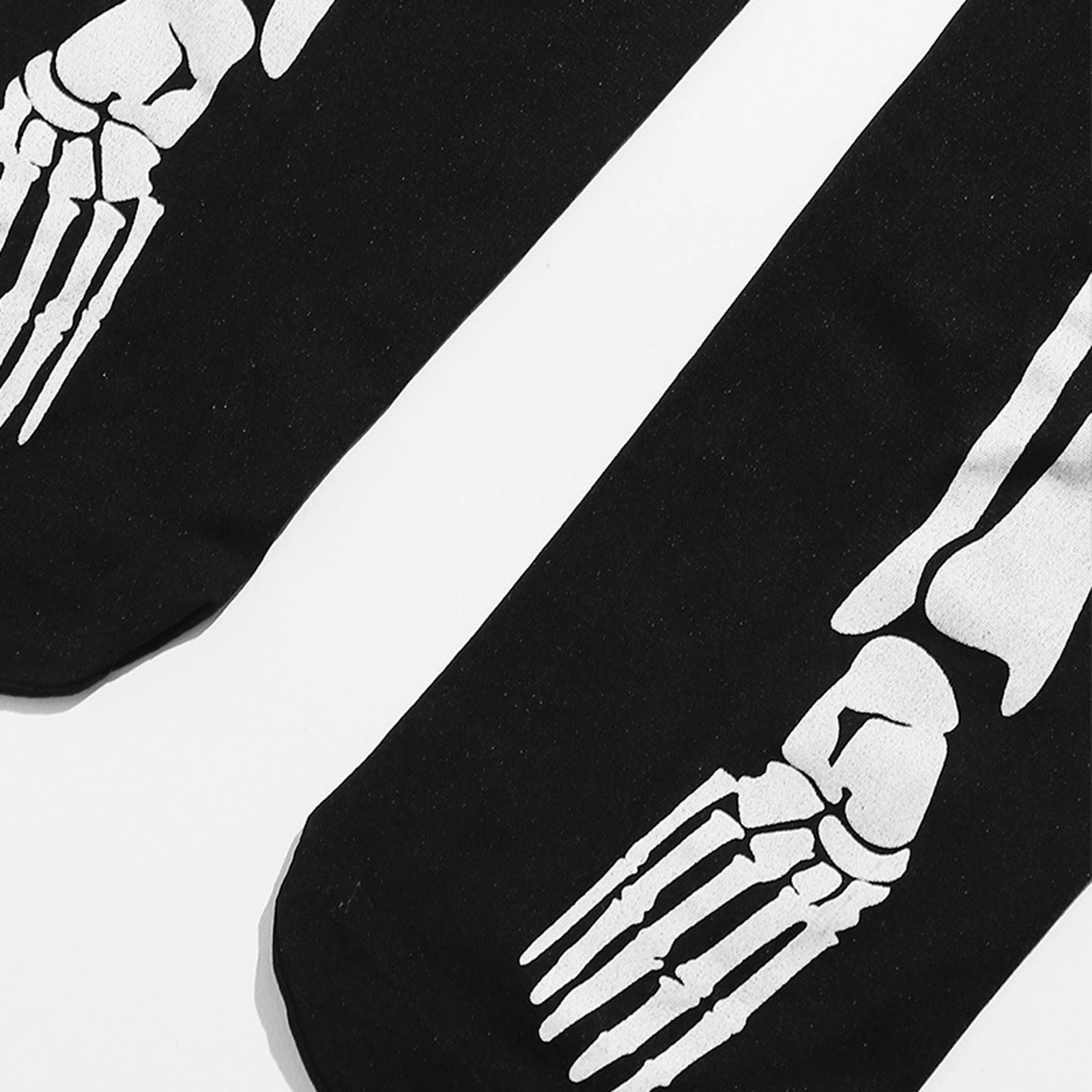 Women Halloween Stockings, Bones Flowers Print Thigh-high Stockings Compression Socks for Cosplay Party
