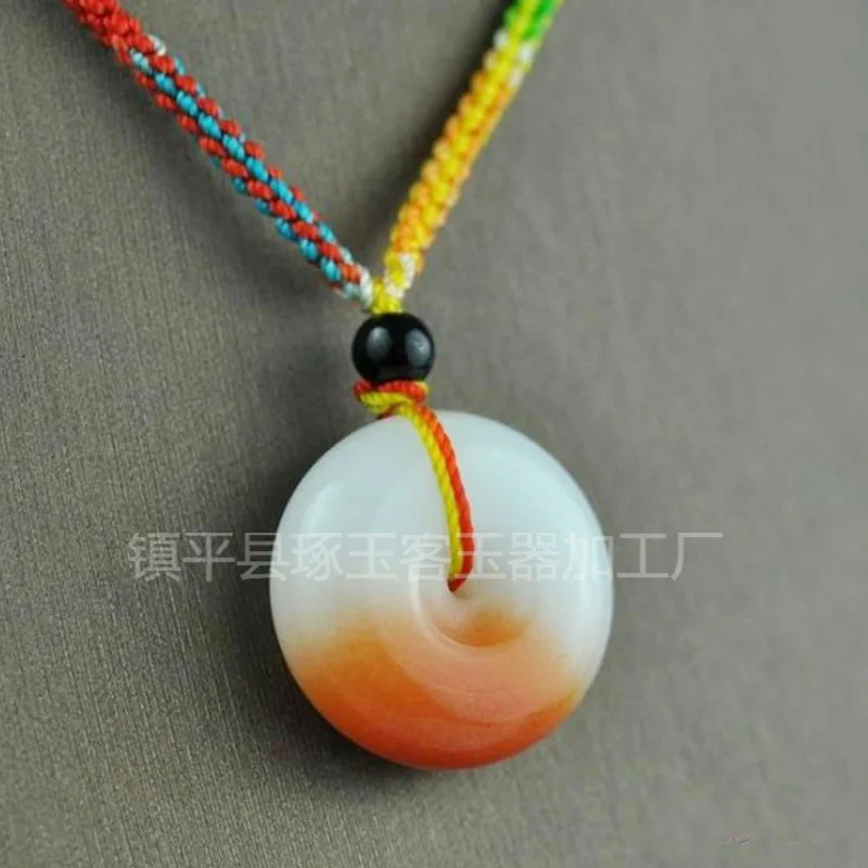 

Henan Shifu Temple : , White Jade with Sugar Inclusions Peace Buckle Pendant Wholesale
