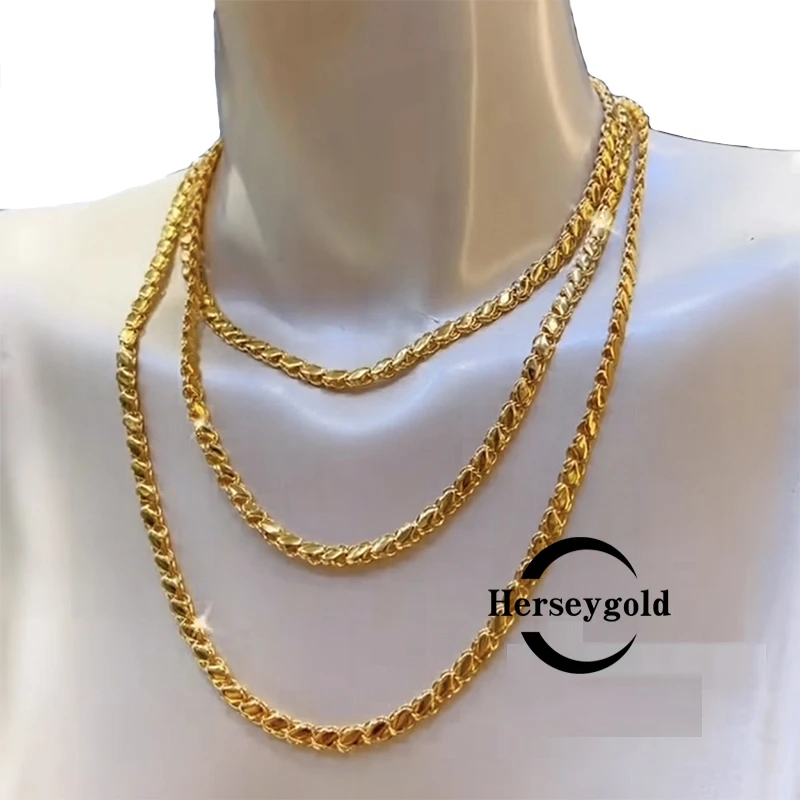 Arabic Dubai Gold Plated Chain Necklace Handmade Twisted Singapore Chain Unisex Necklace Luxury Gifts for Women DIY Metal Chain