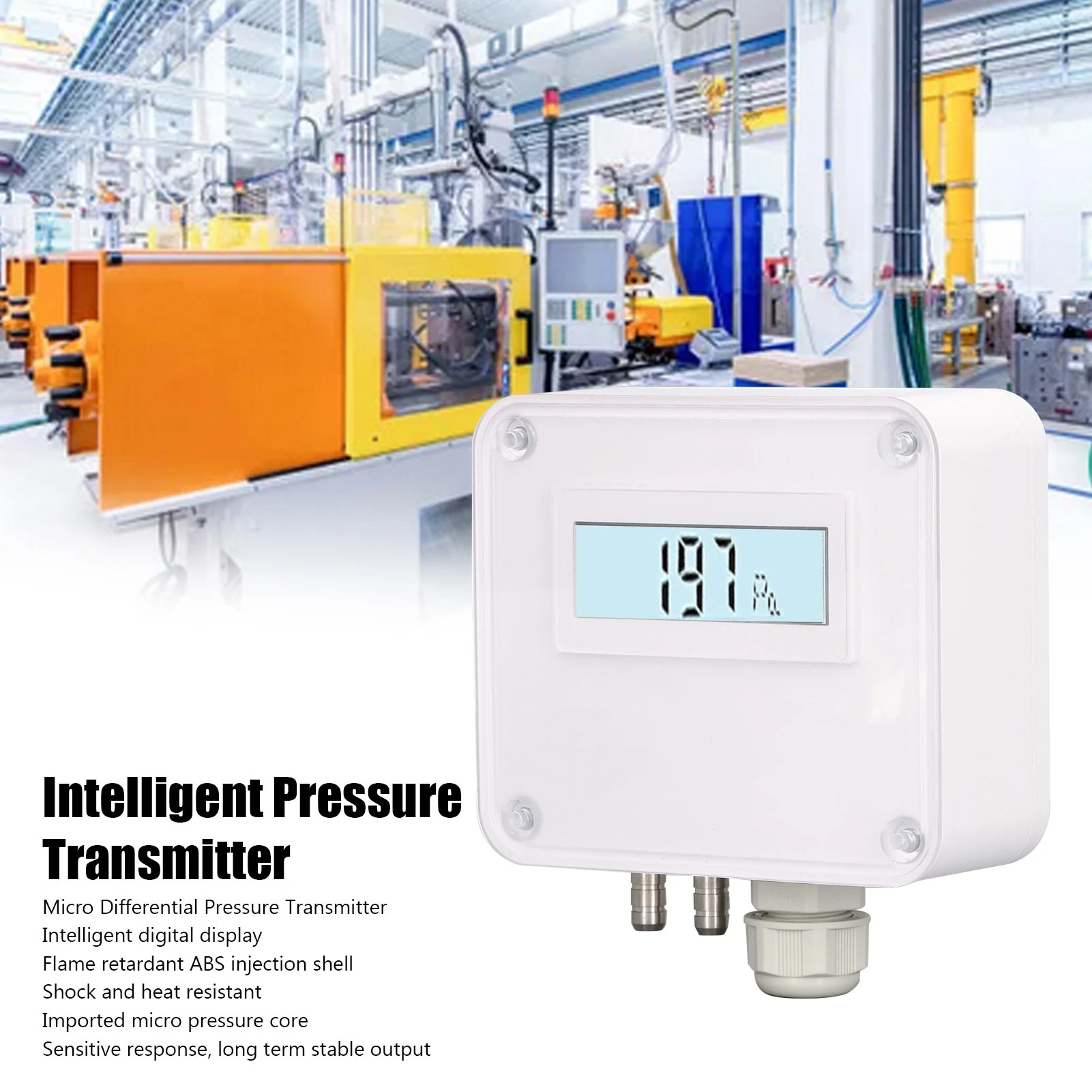 

Differential Pressure Sensor Differential Pressure Transmitter Intelligent Digital Display Air Pressure Monitor Sensor
